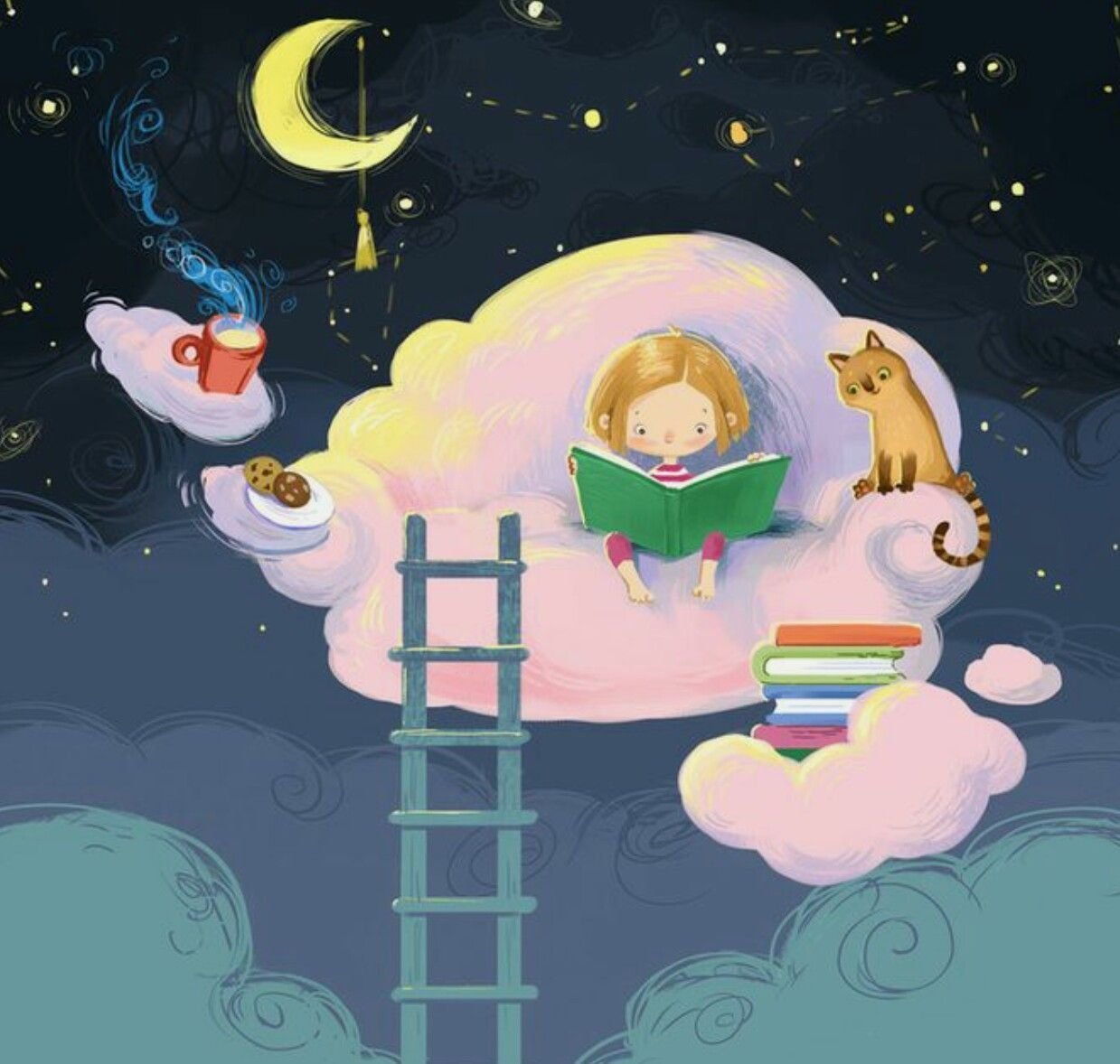 Нарисовать спокойной ночи. Добрых снов иллюстрации. Сказочный сон. Сказочная ночь. Волшебных снов.