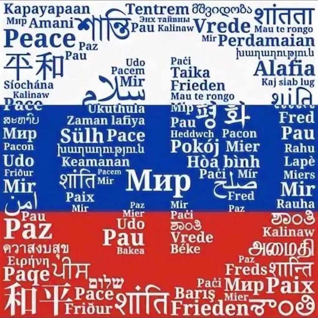 Мир на разных языках текстом