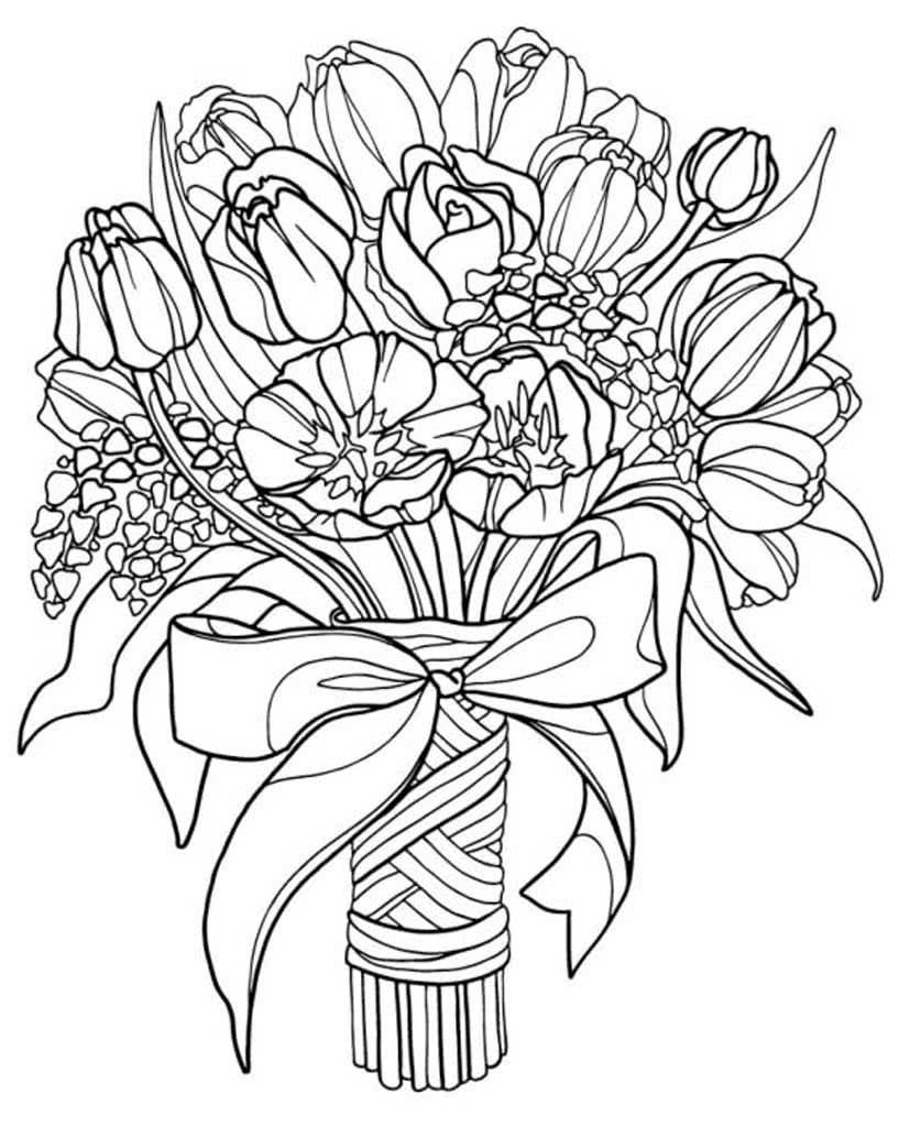 БУБУКЕТ цветов раскраска