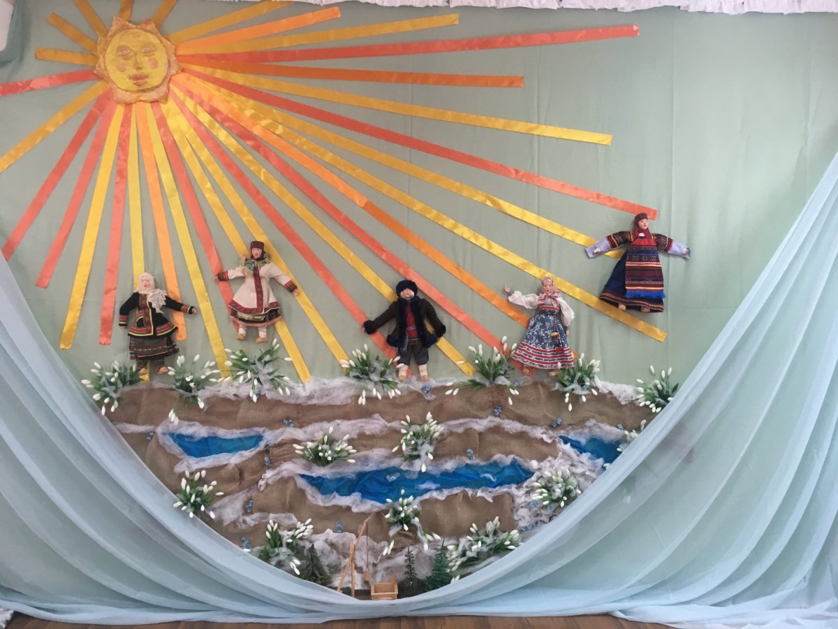 Украшение музыкального зала к Масленице