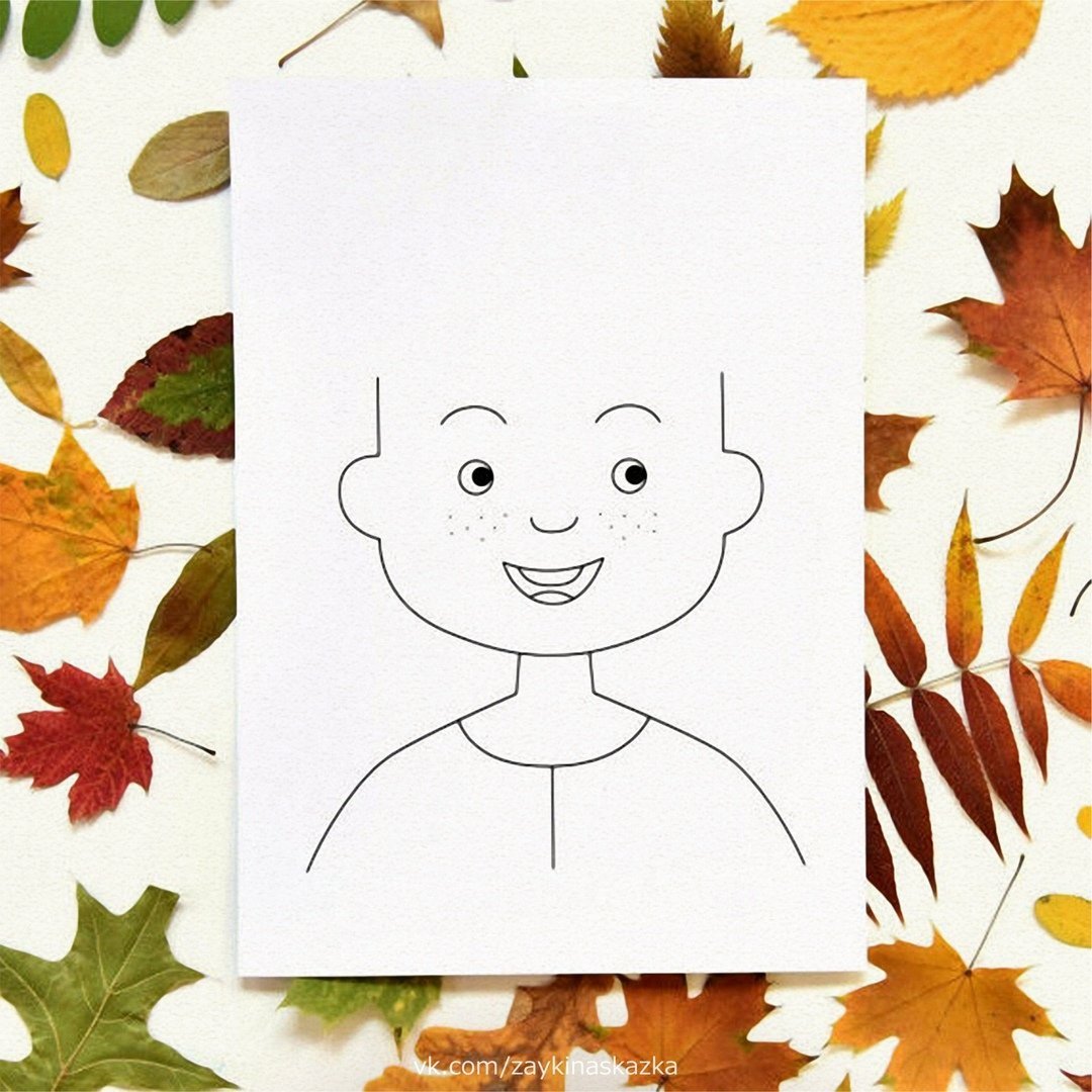 Лицо для аппликации из листьев