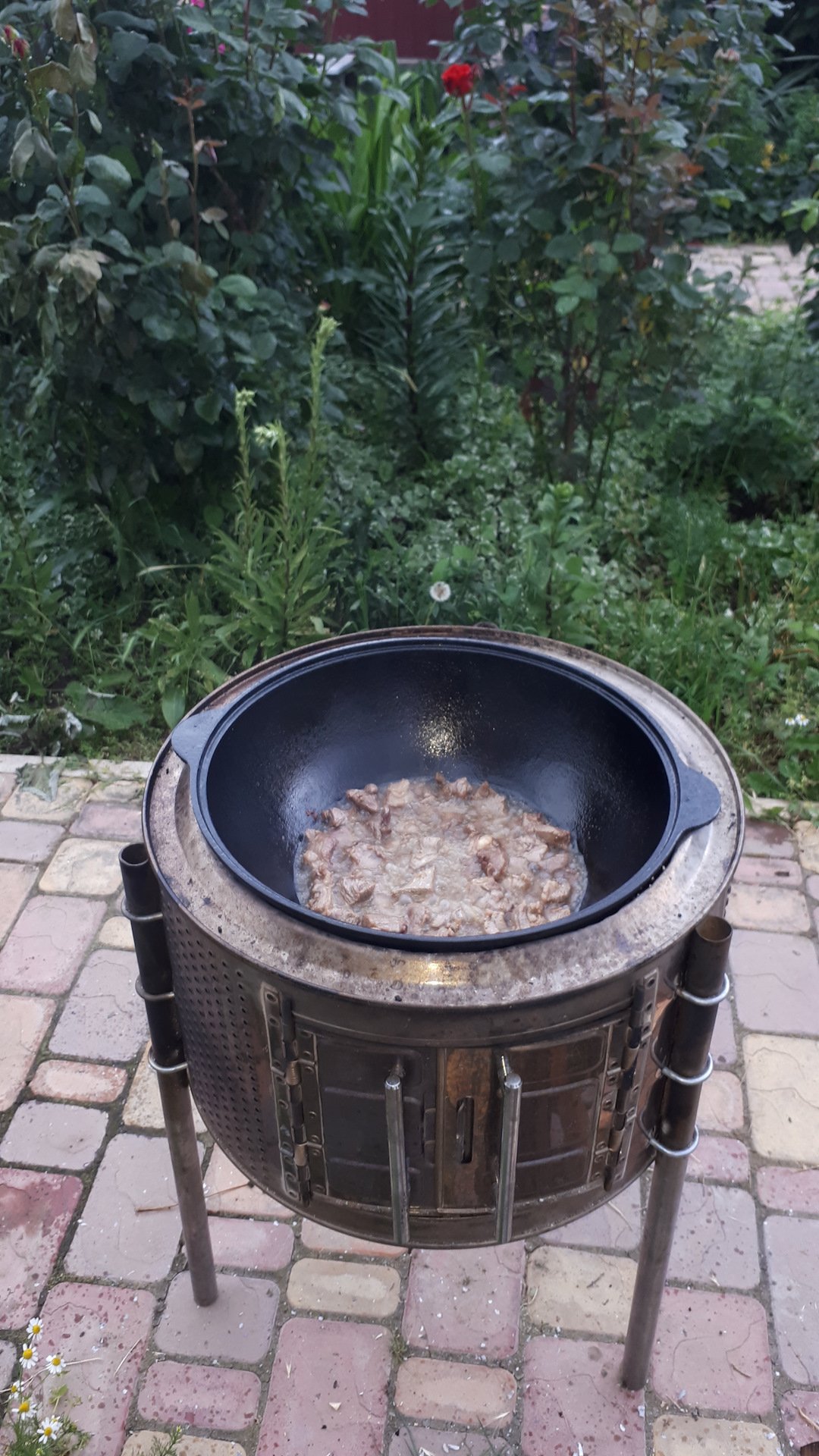 Печь для казана из барабана стиральной машины