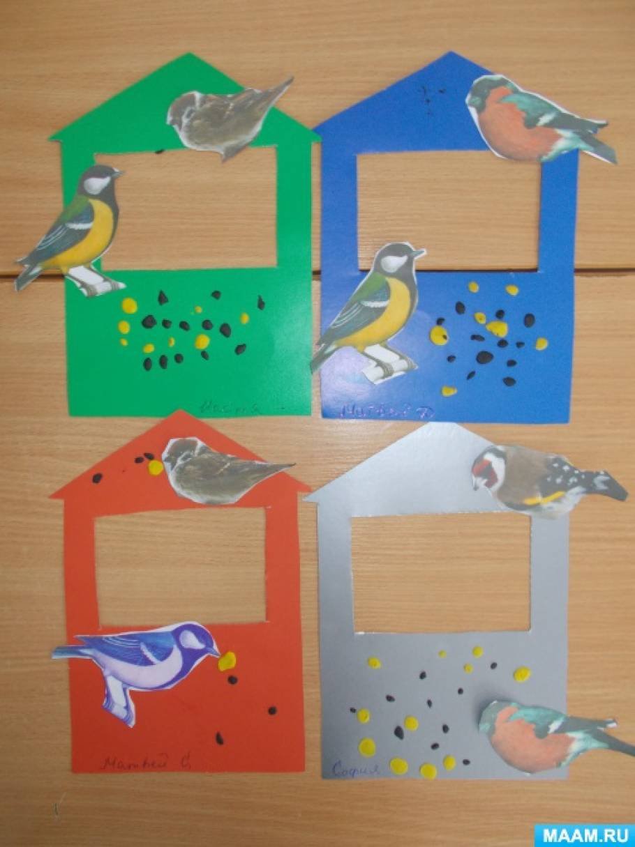 Аппликация кормушка в средней группе