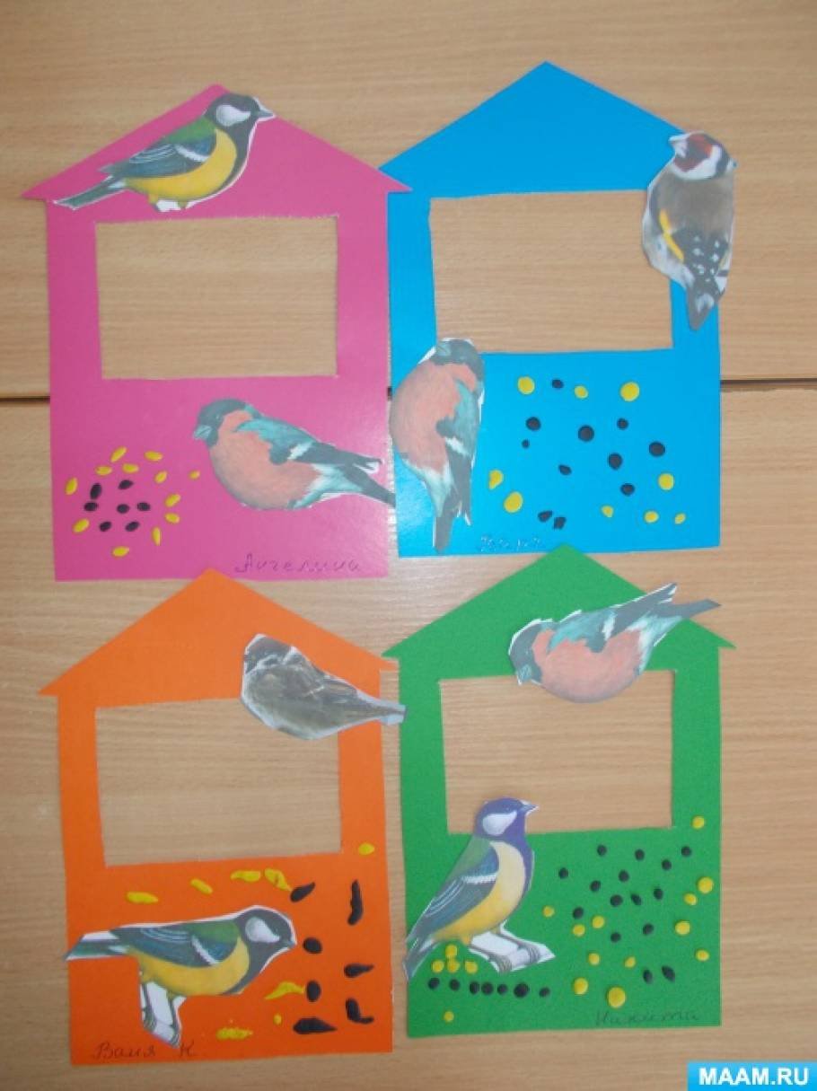 Аппликация кормушка для птиц младшая группа