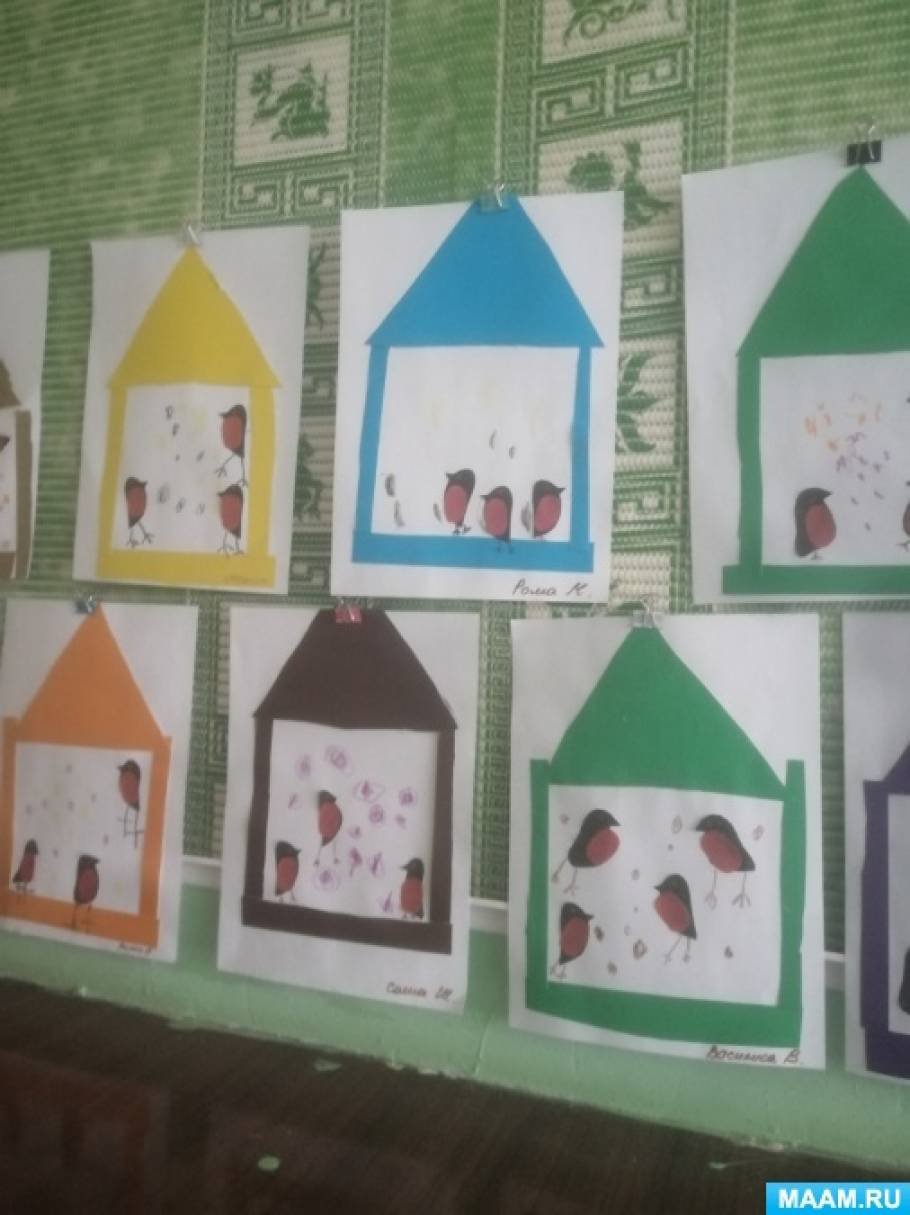 Аппликация кормушка для птиц в средней группе