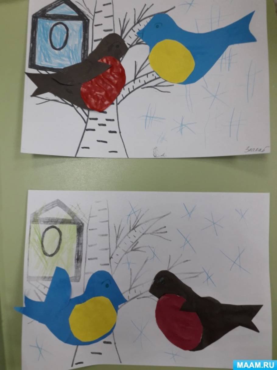 Аппликация птицы в младшей группе