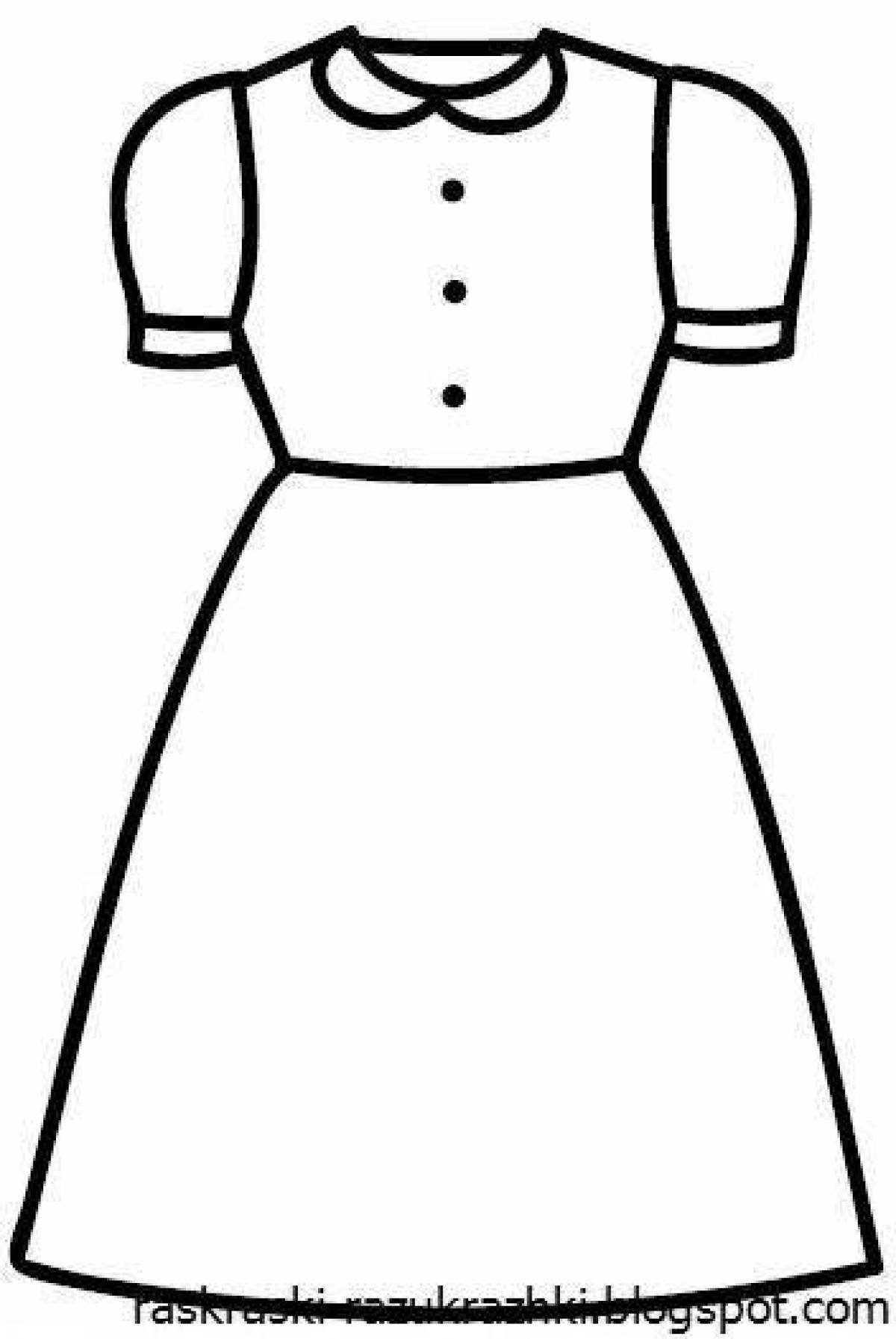 Платье раскраска для малышей