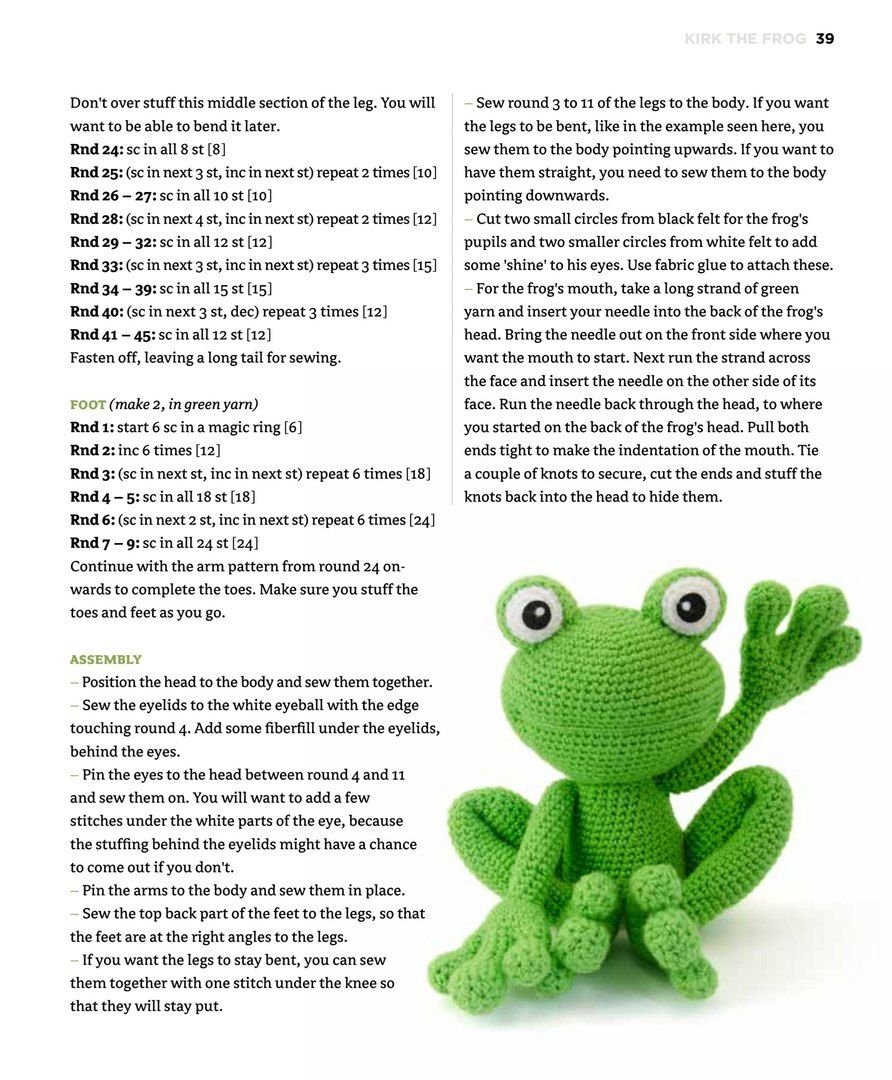 Схема вязание крючком лягушка Кермит