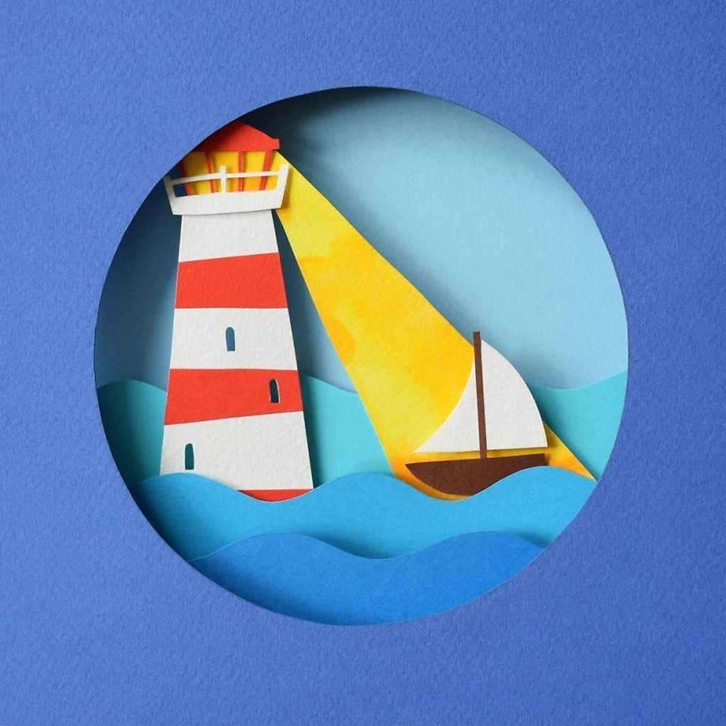 Аппликация многослойная из цветной бумаги