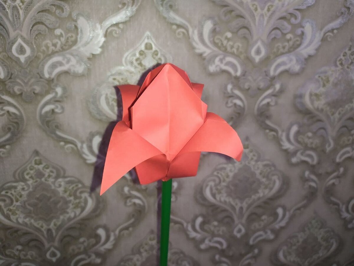 Объемный тюльпан из бумаги