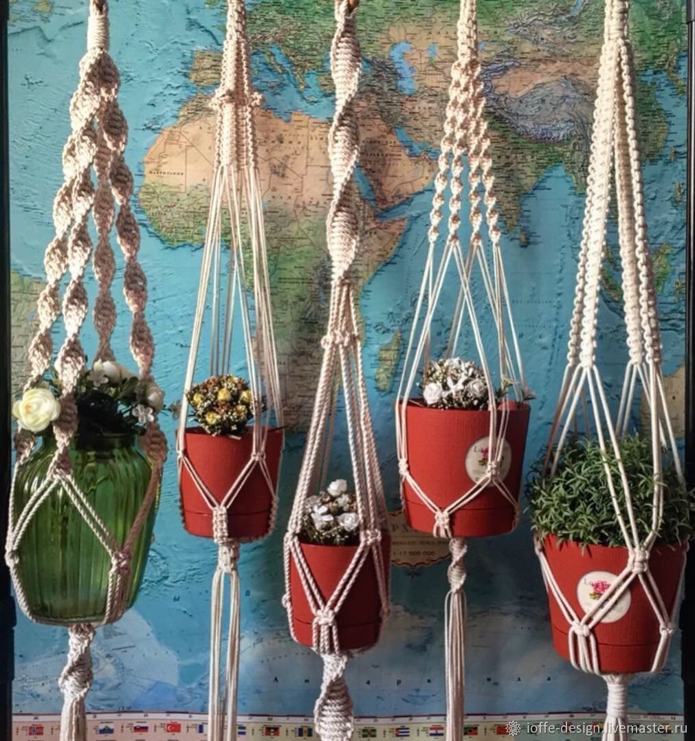 Кашпо для цветов подвесное макраме