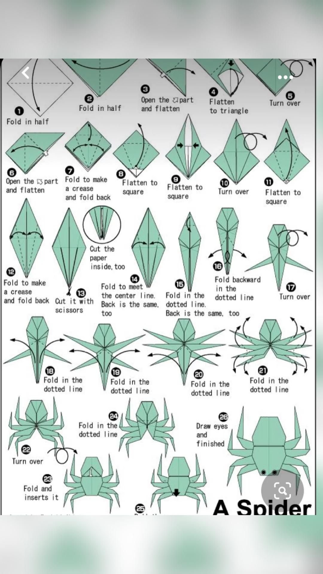 Прыгающий паук оригами схема