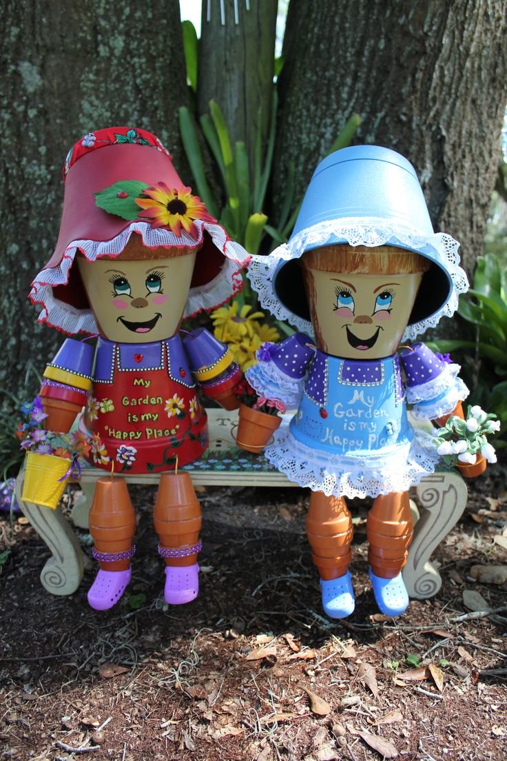 Человечки из горшков для цветов