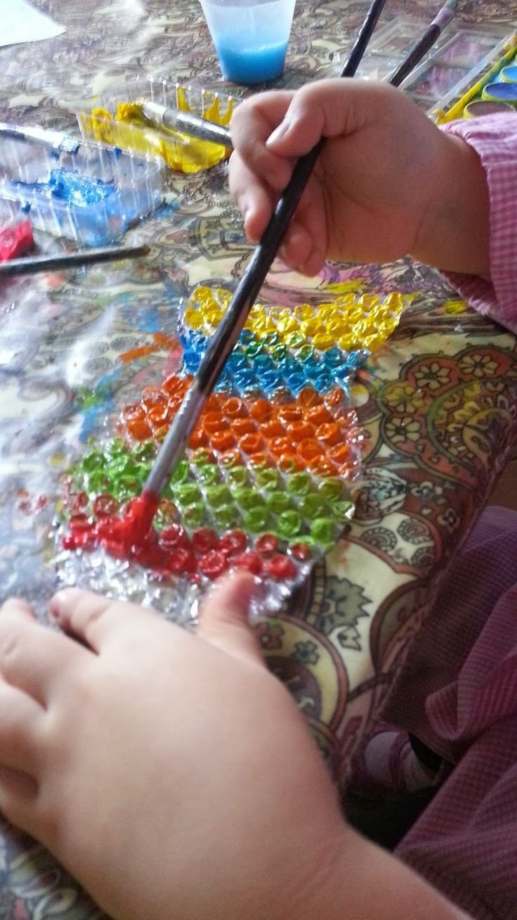 Рисование пузырчатой пленкой