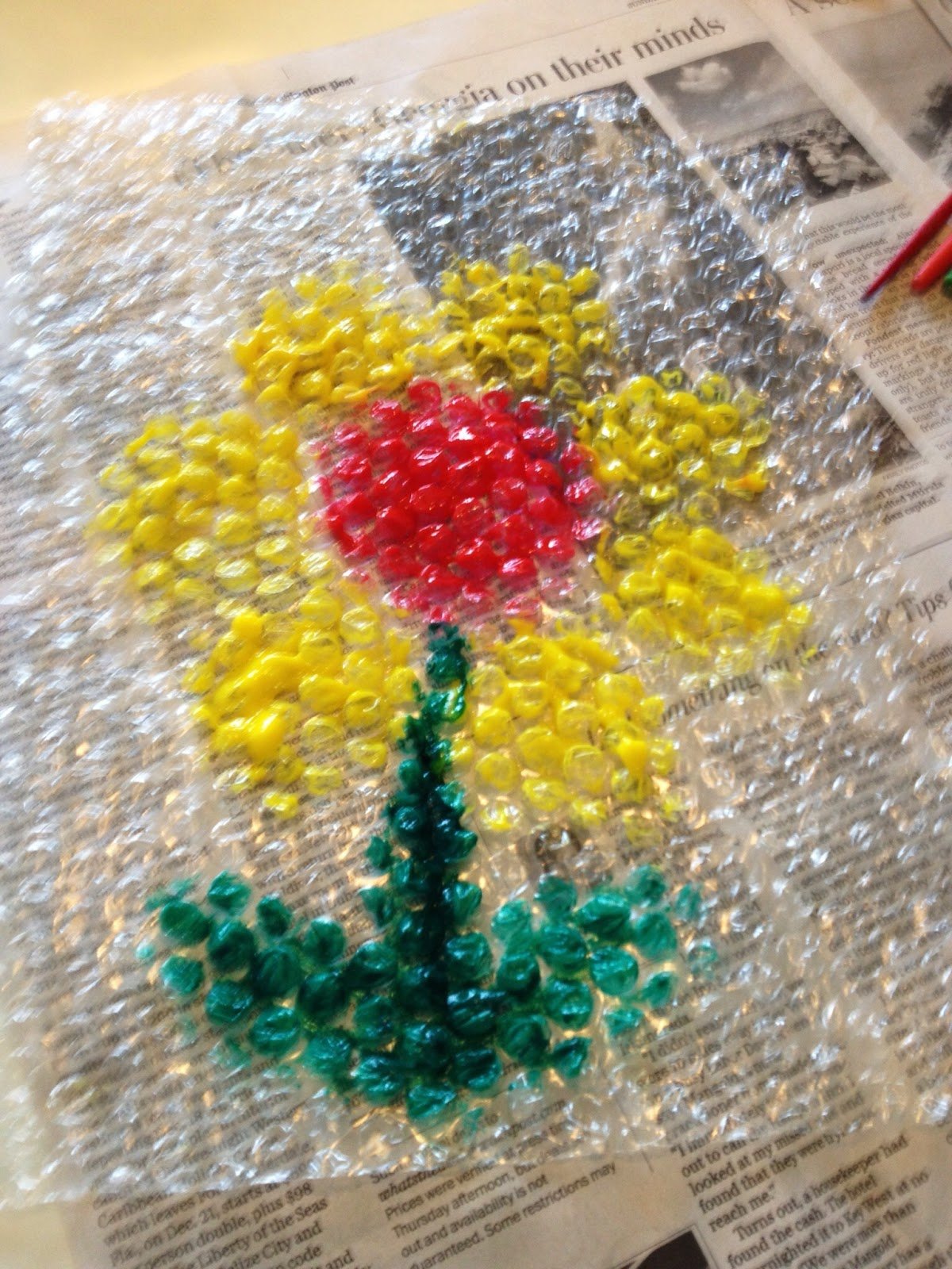 Нетрадиционное рисование пузырчатой пленкой