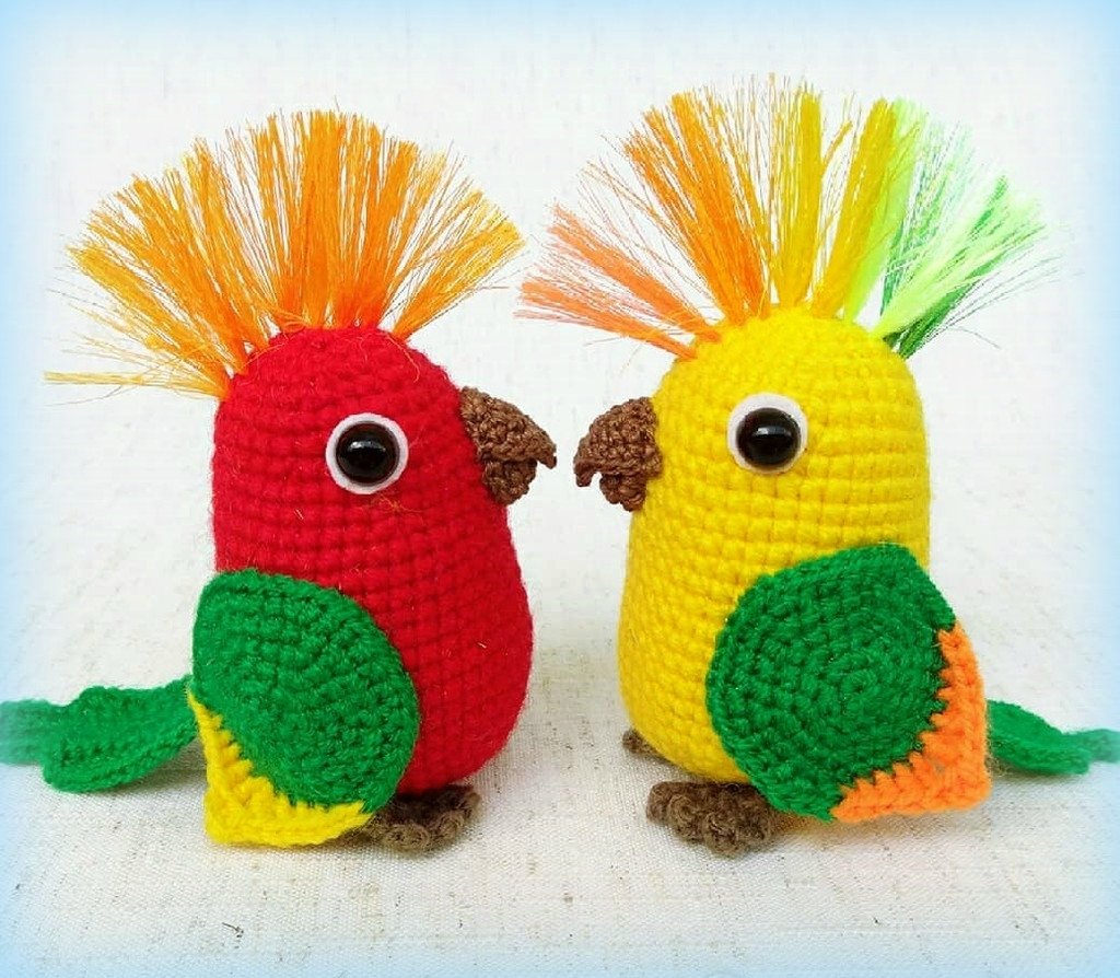 Амигуруми попугайчики