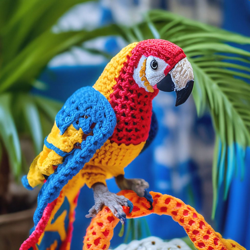 Попугай амигуруми