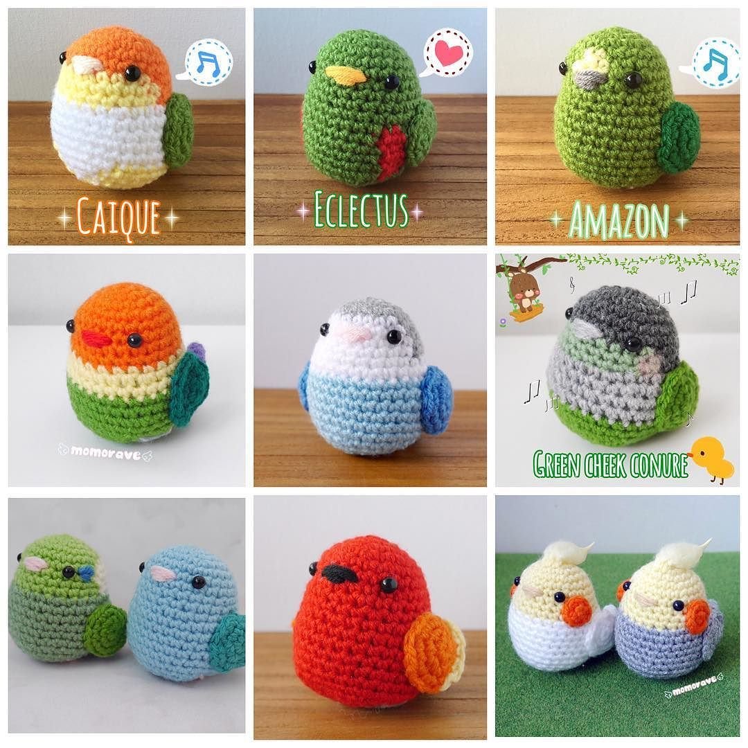 Вязаный попугай амигуруми