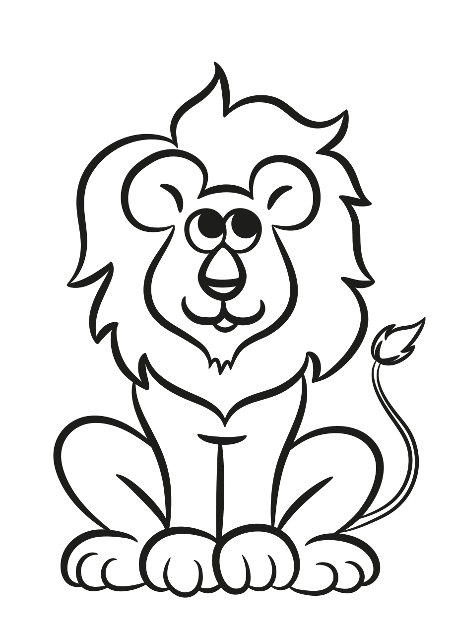 Лев раскраска для малышей
