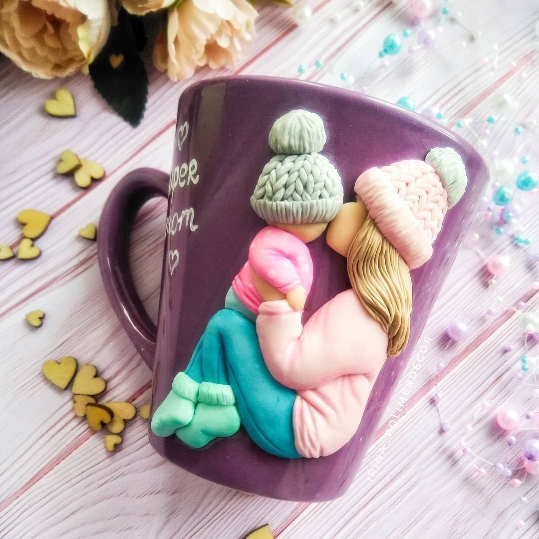 Кружки из полимерной глины для мамы