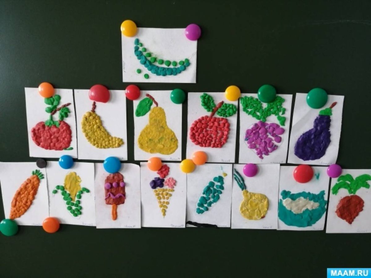 Аппликация в средней группе на тему продукты питания