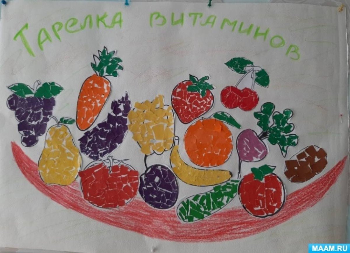 Тарелка витаминов аппликация