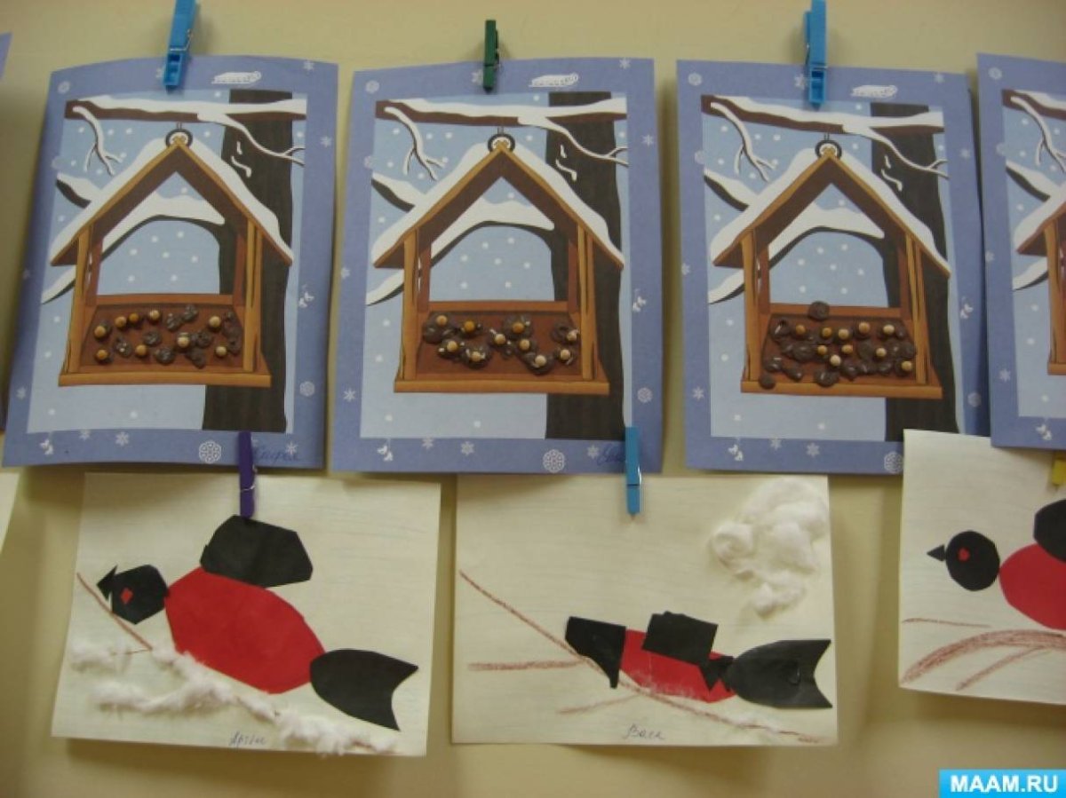 Аппликация кормушка для птиц в старшей группе