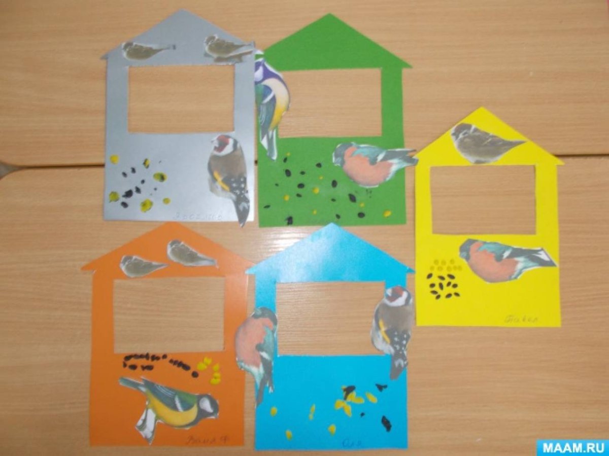 Аппликация кормушка для птиц младшая группа