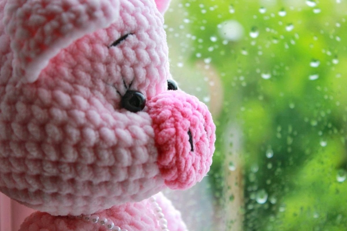 Хрюша крючком из плюшевой пряжи