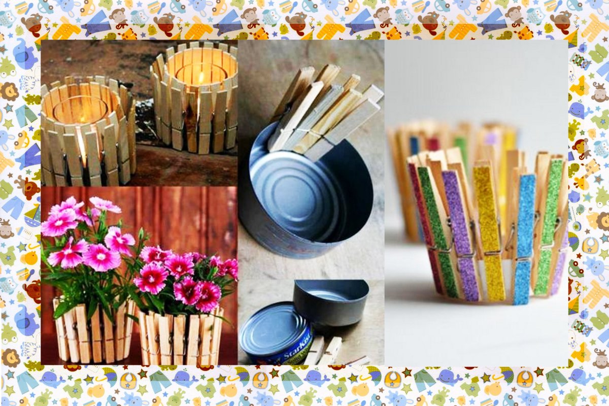 Кашпо из прищепок