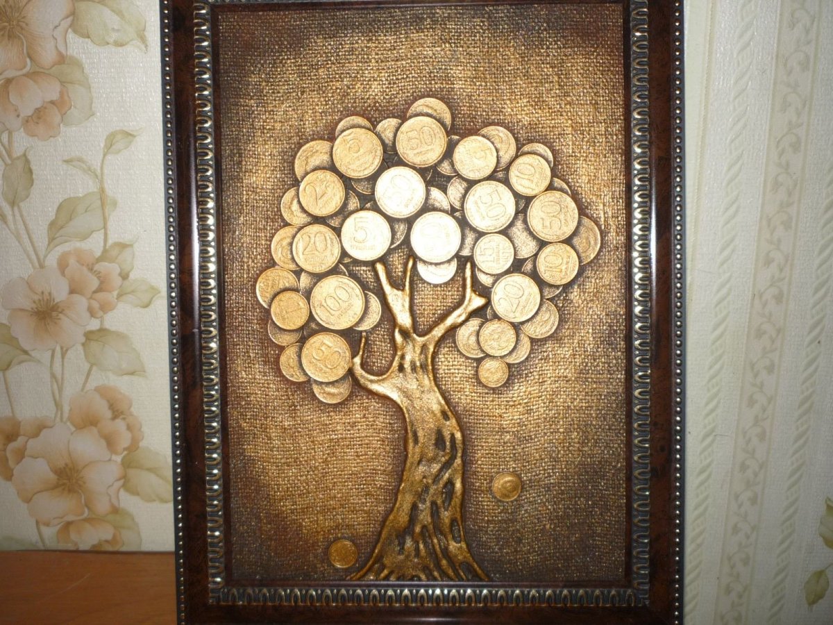 Денежное дерево поделка из монет