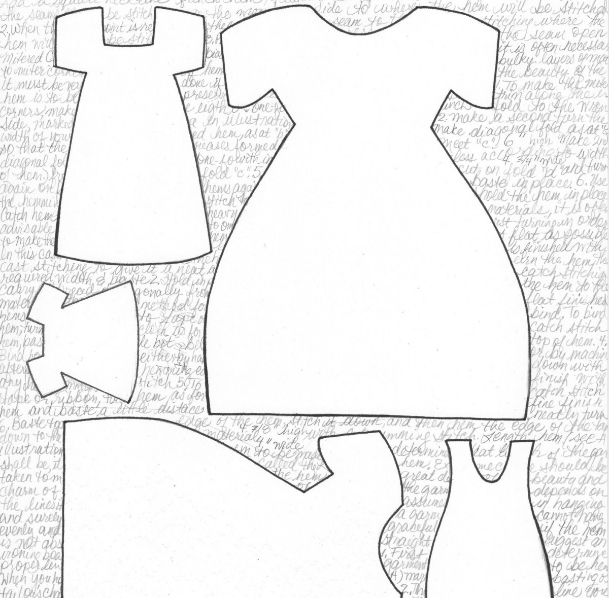 Трафарет платья для рисования