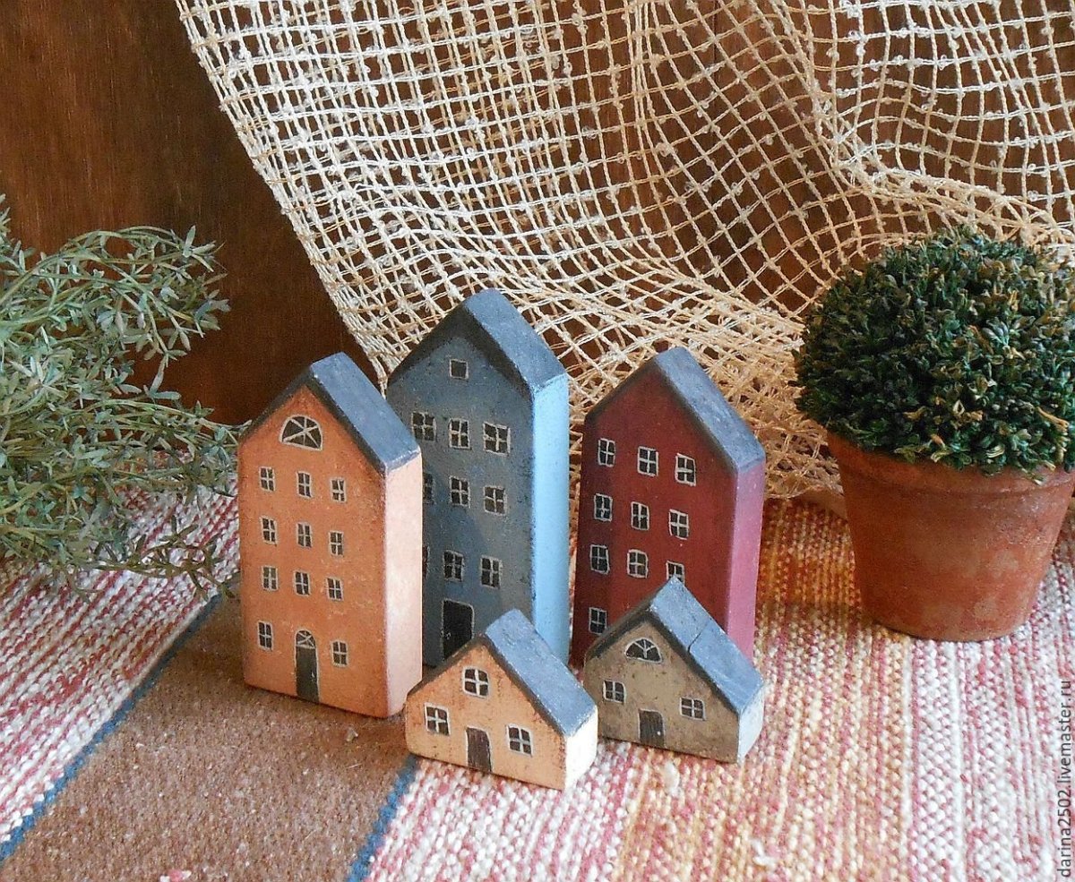 Деревянные домики для декора