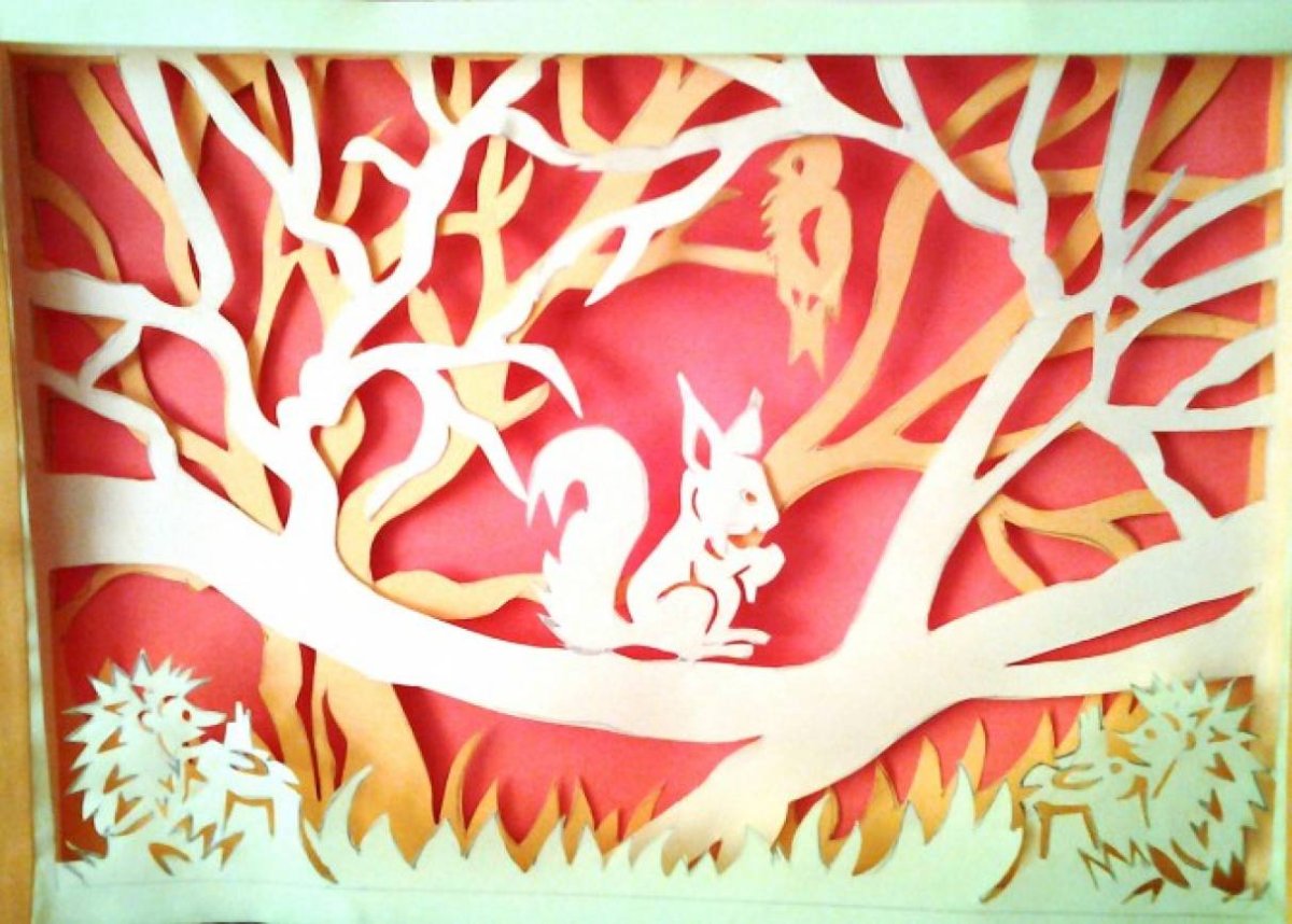 Многослойная аппликация из бумаги