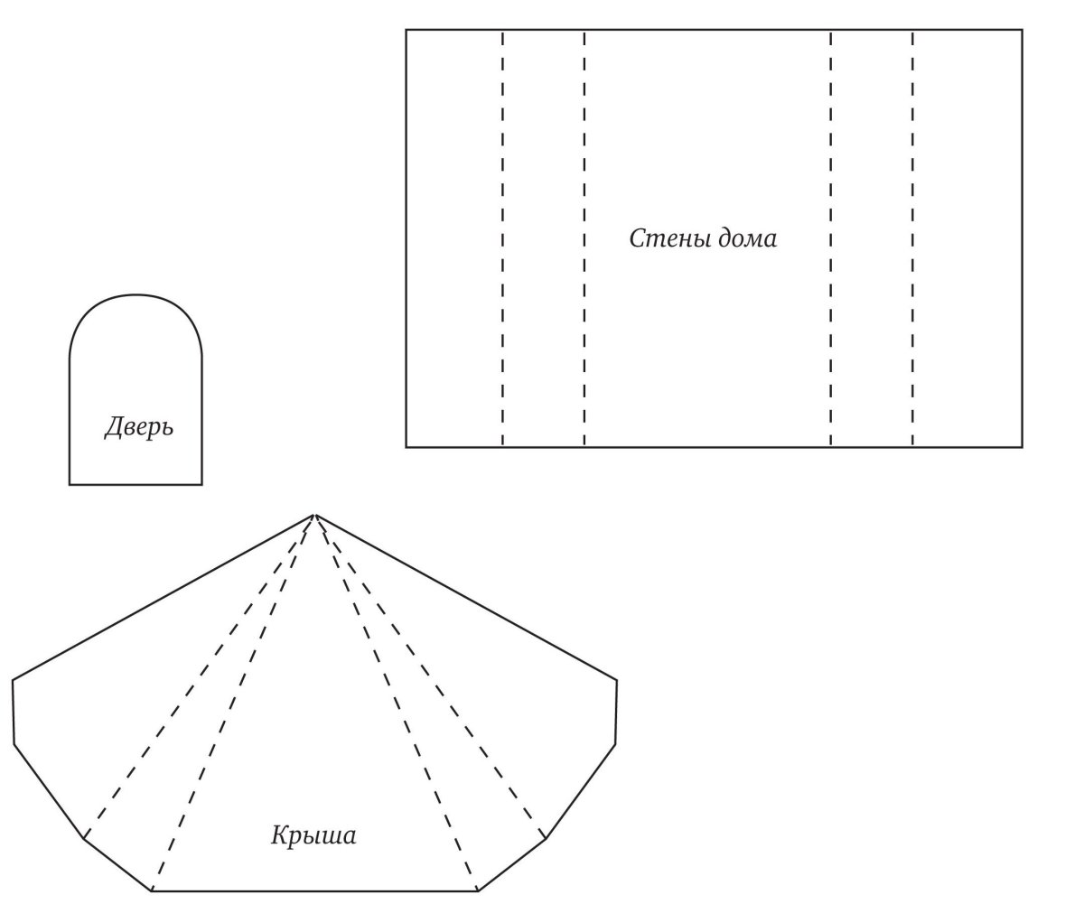 Развертка крыши для домика из бумаги
