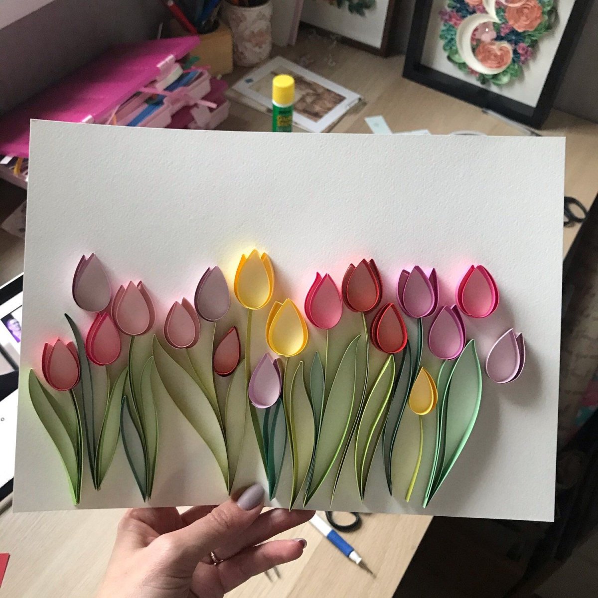 Объемные тюльпаны из бумаги