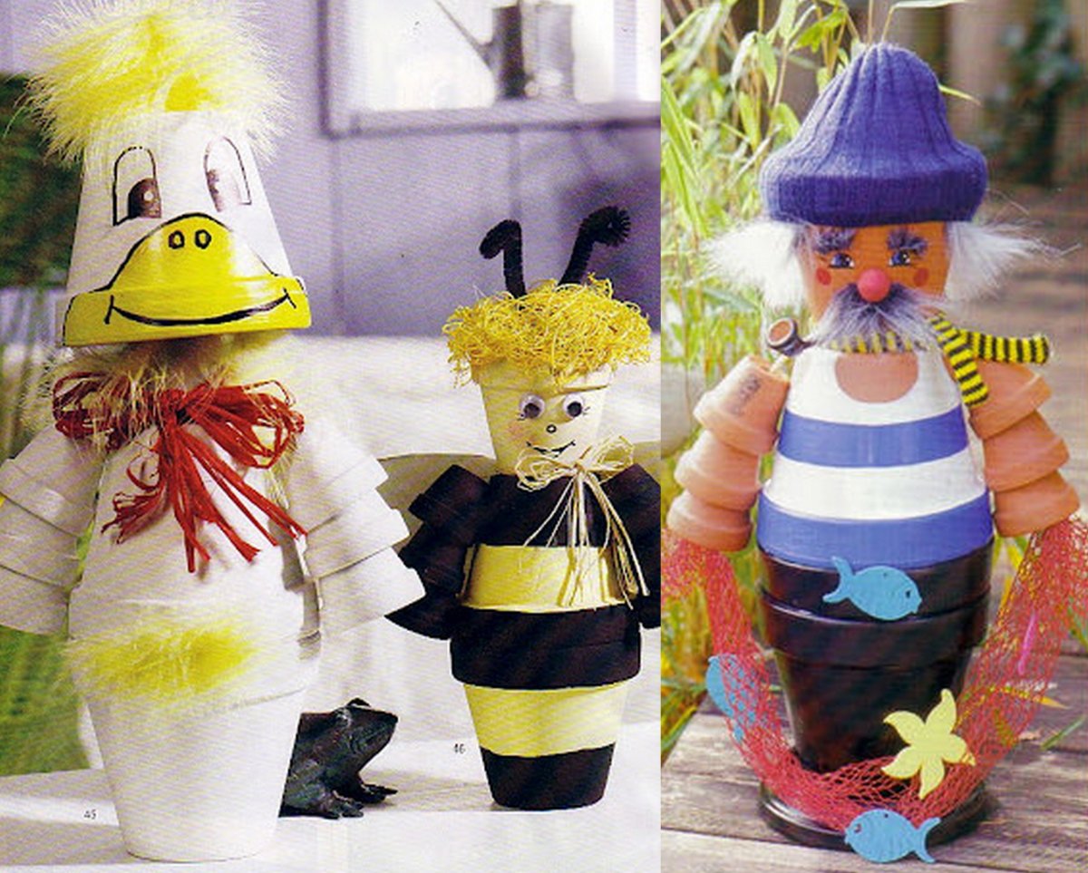 Пингвин из цветочных горшков своими руками