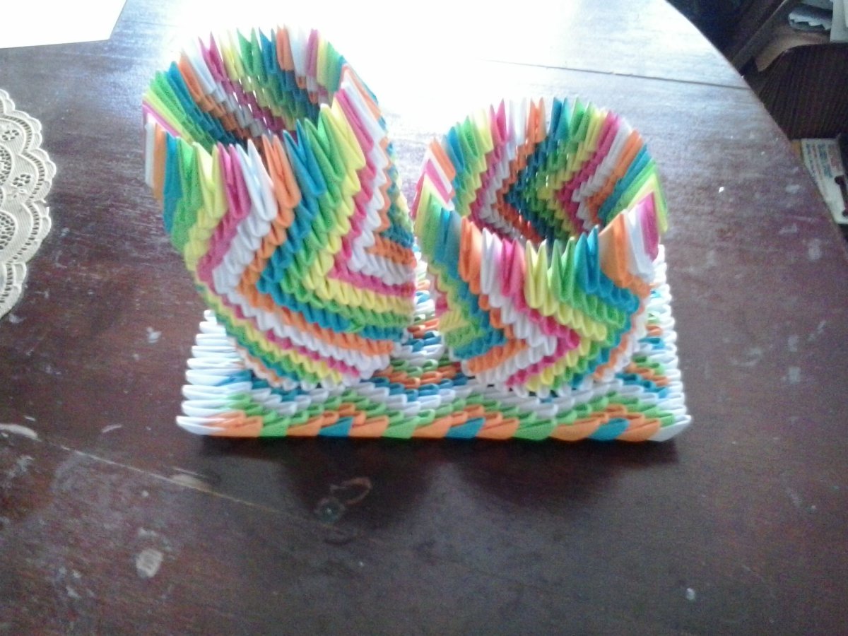 Оригами карандашница из модулей