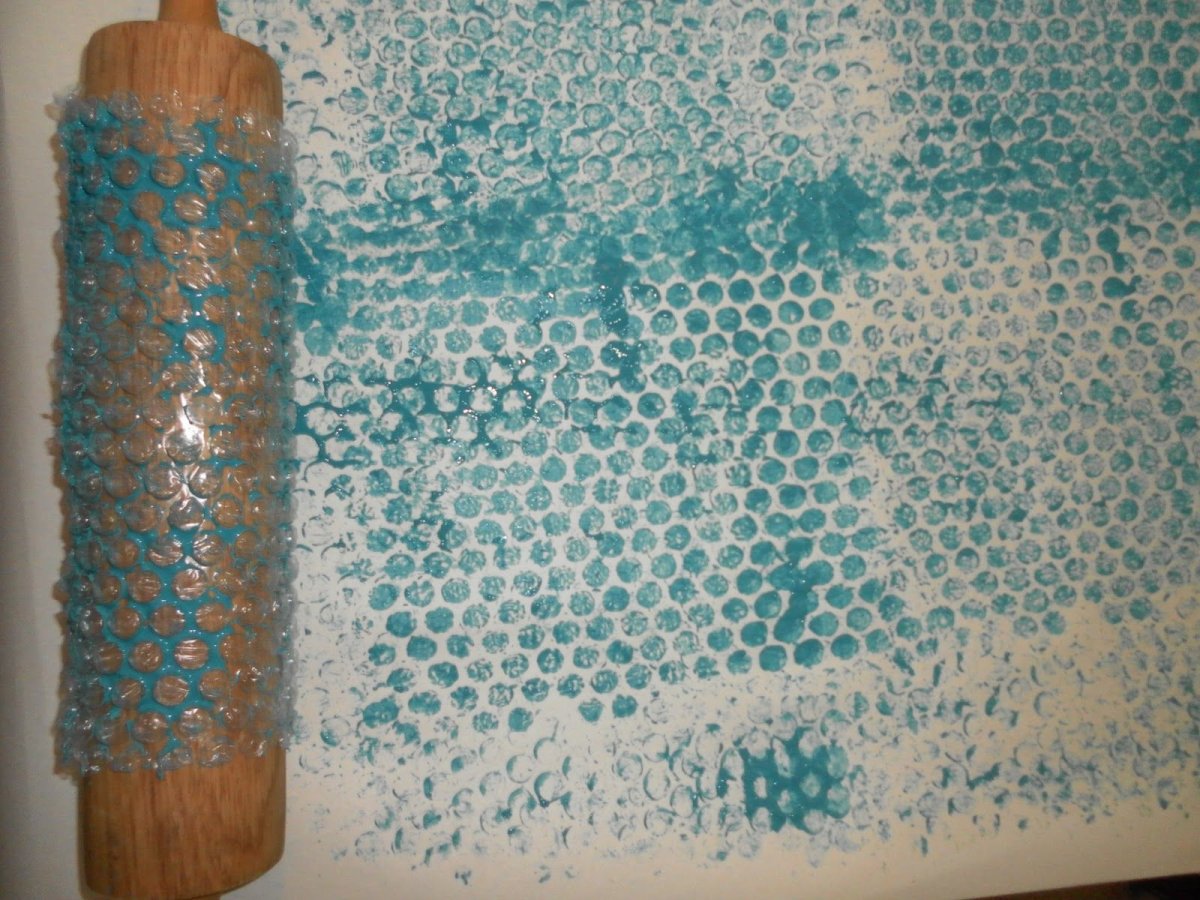 Рисование пупырчатой пленкой