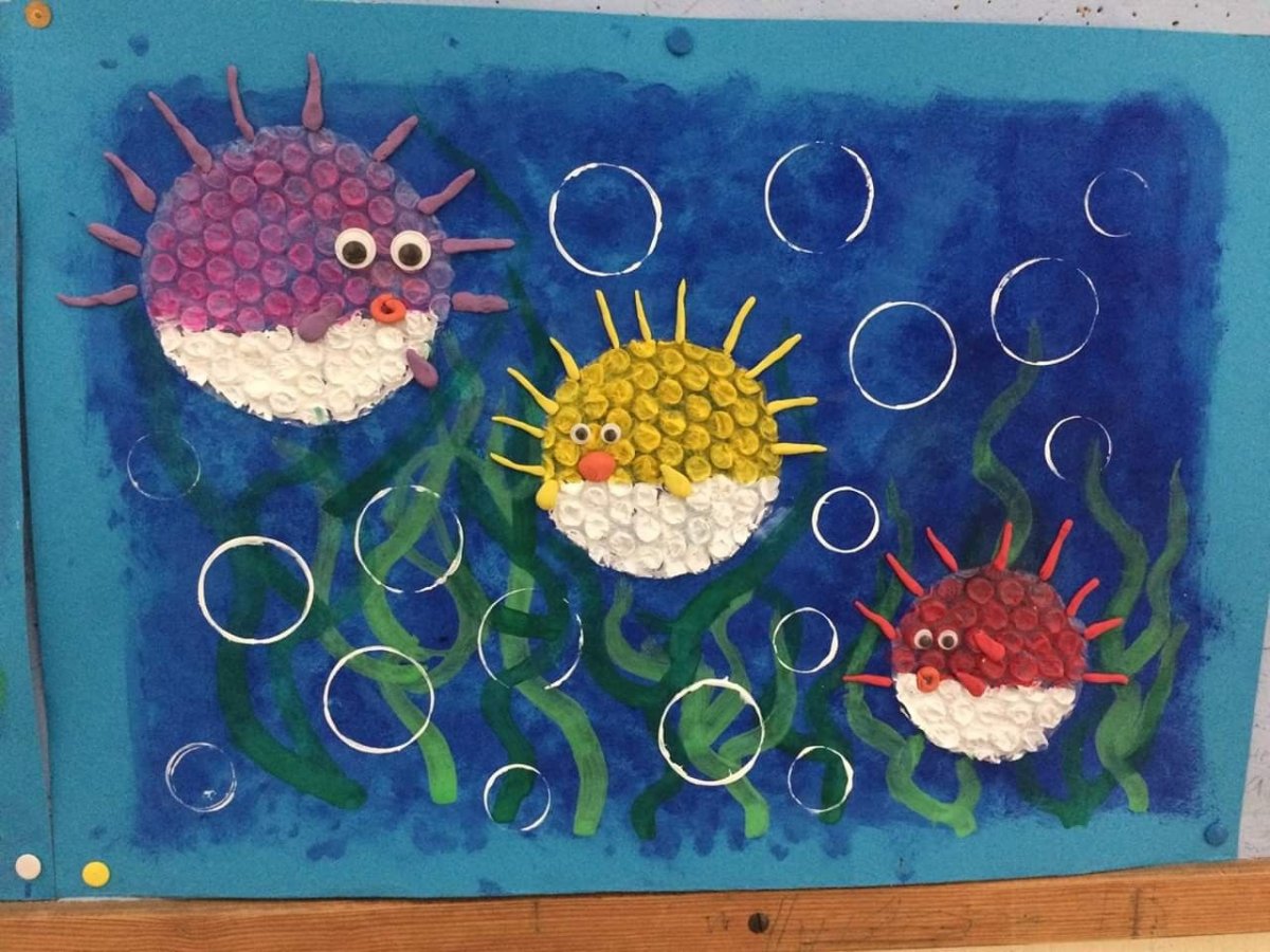 Аппликация из пупырчатой пленки