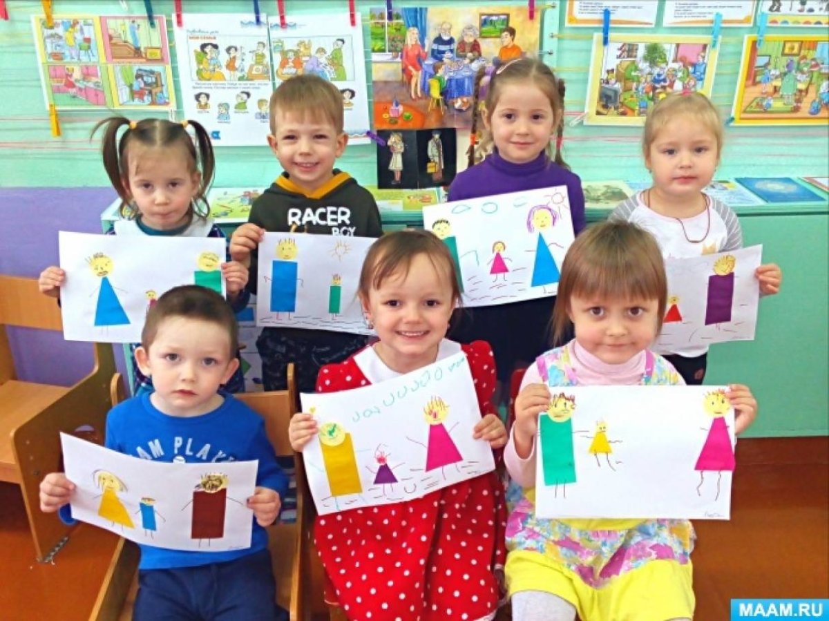 Аппликация моя семья старшая группа