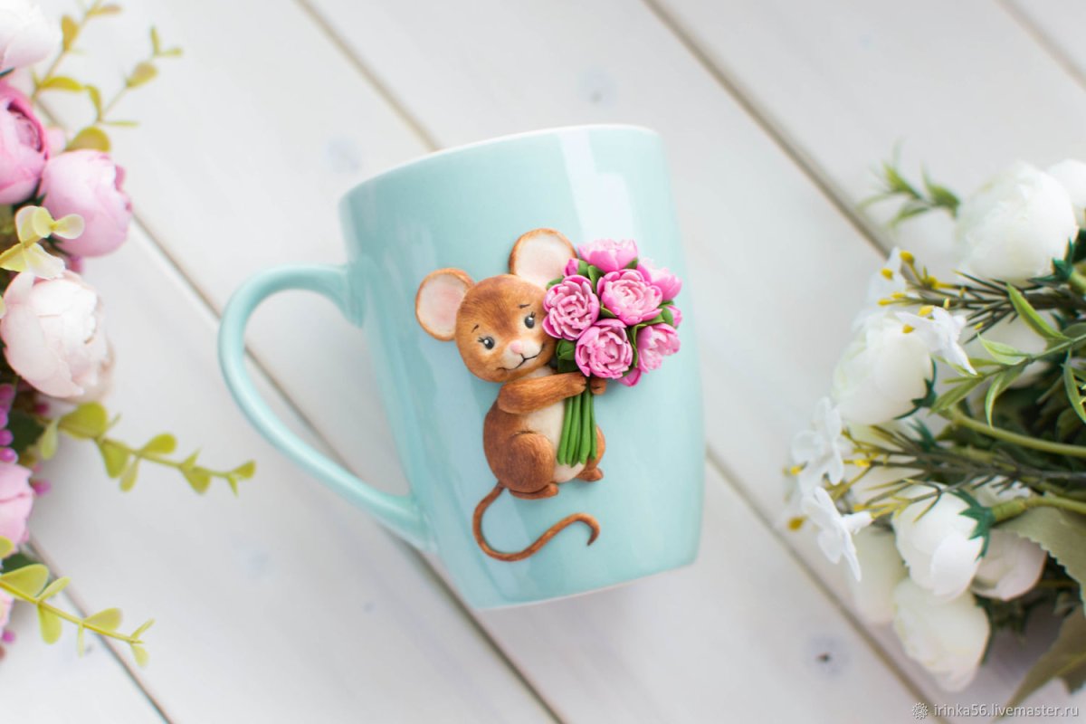 Кружки с декором из полимерной глины