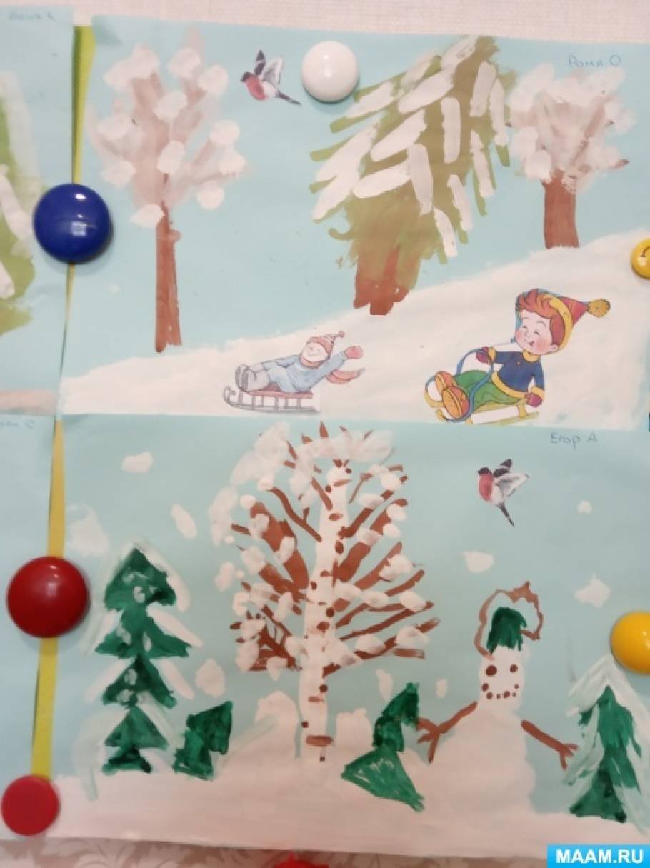 Аппликация зимние забавы подготовительная группа