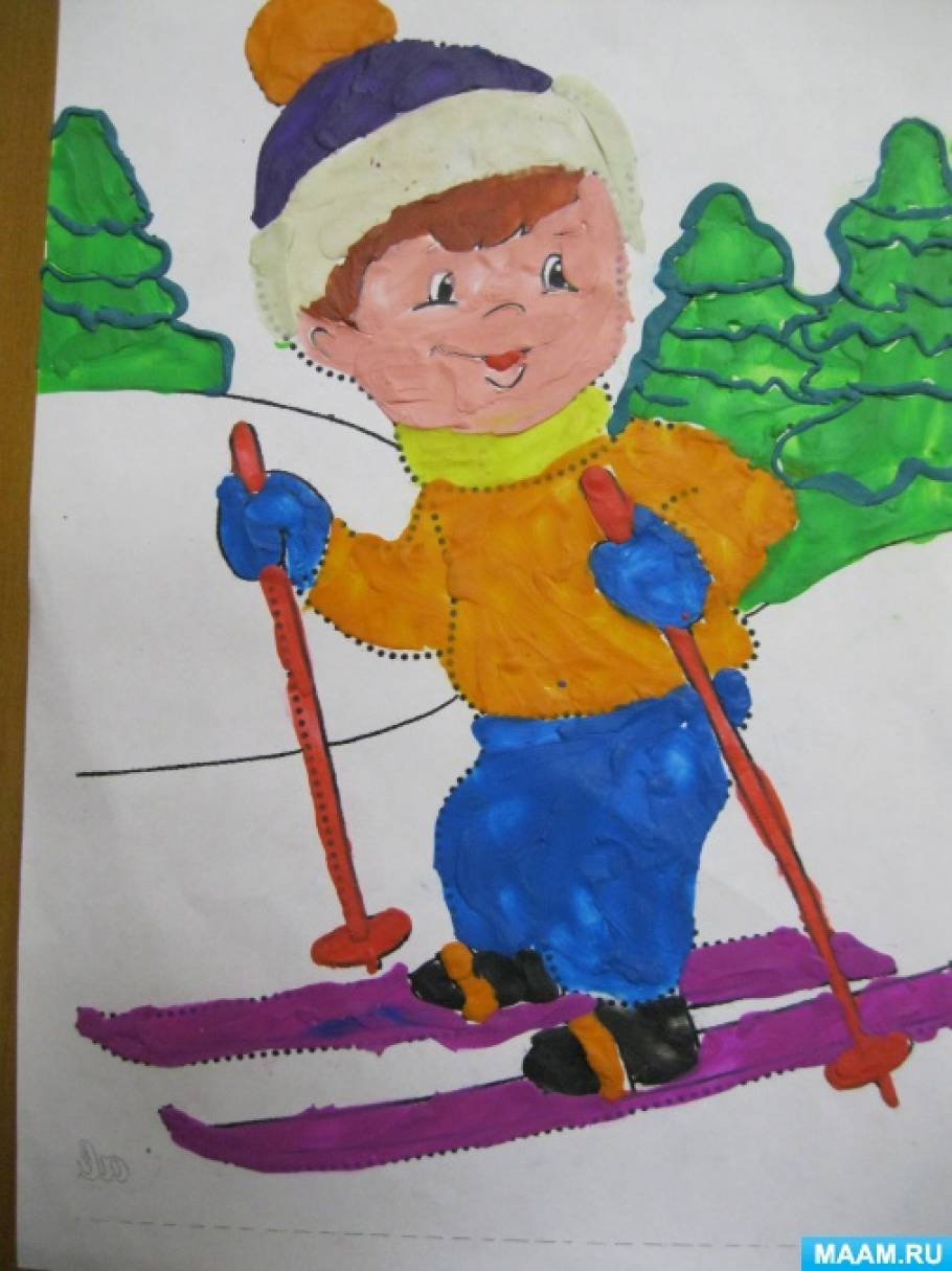 Аппликация на тему зимний спорт