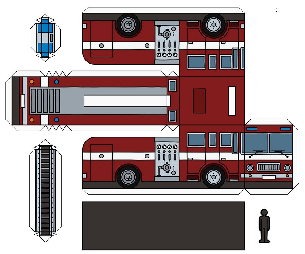 Пожарная машина оригами - 52 фото