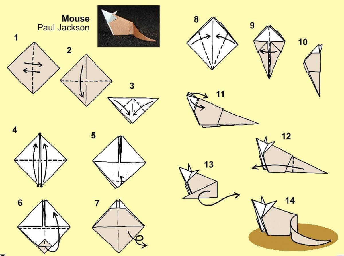 Как сделать оригами мышку из бумаги