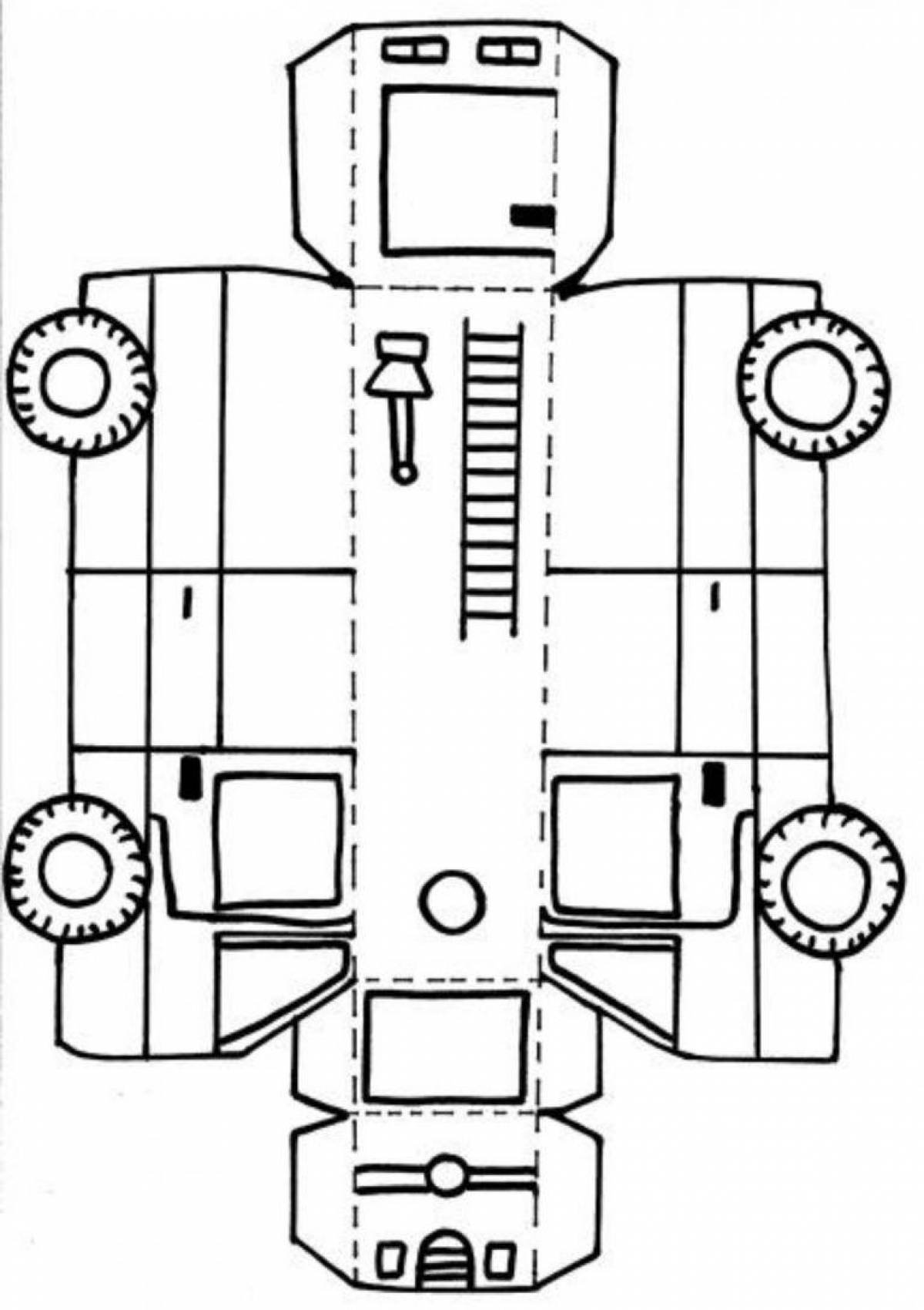 Аппликация пожарная машина шаблон - 51 фото