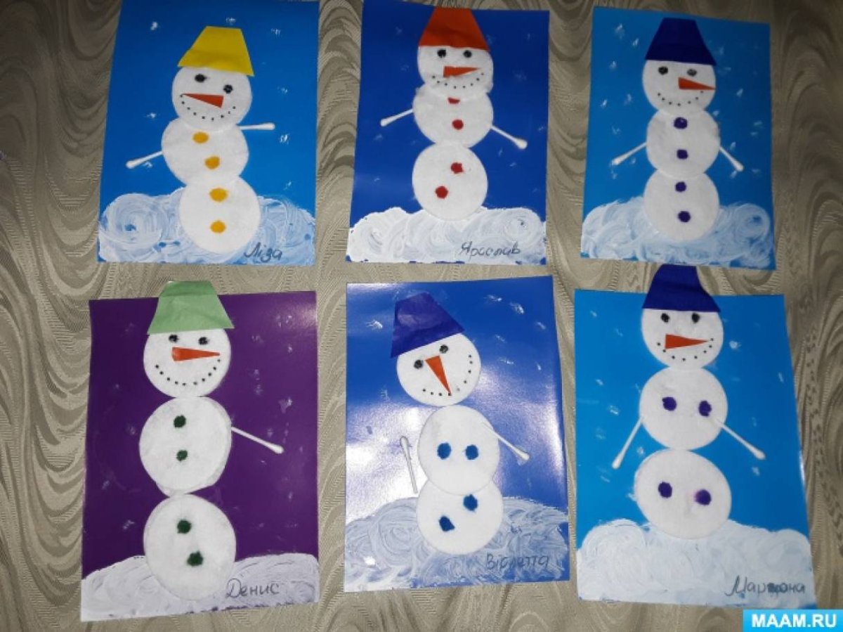 Аппликация зимние забавы средняя группа