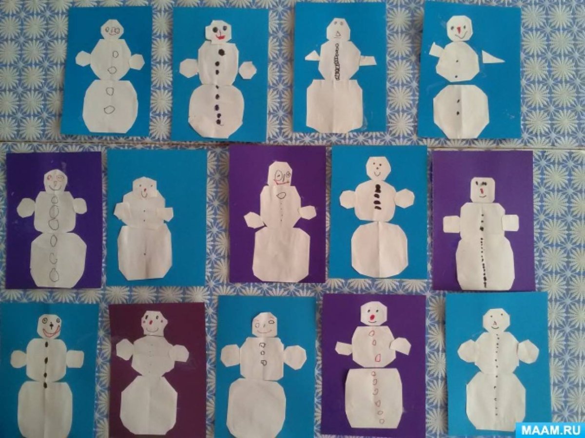 Аппликация Снеговик в средней группе