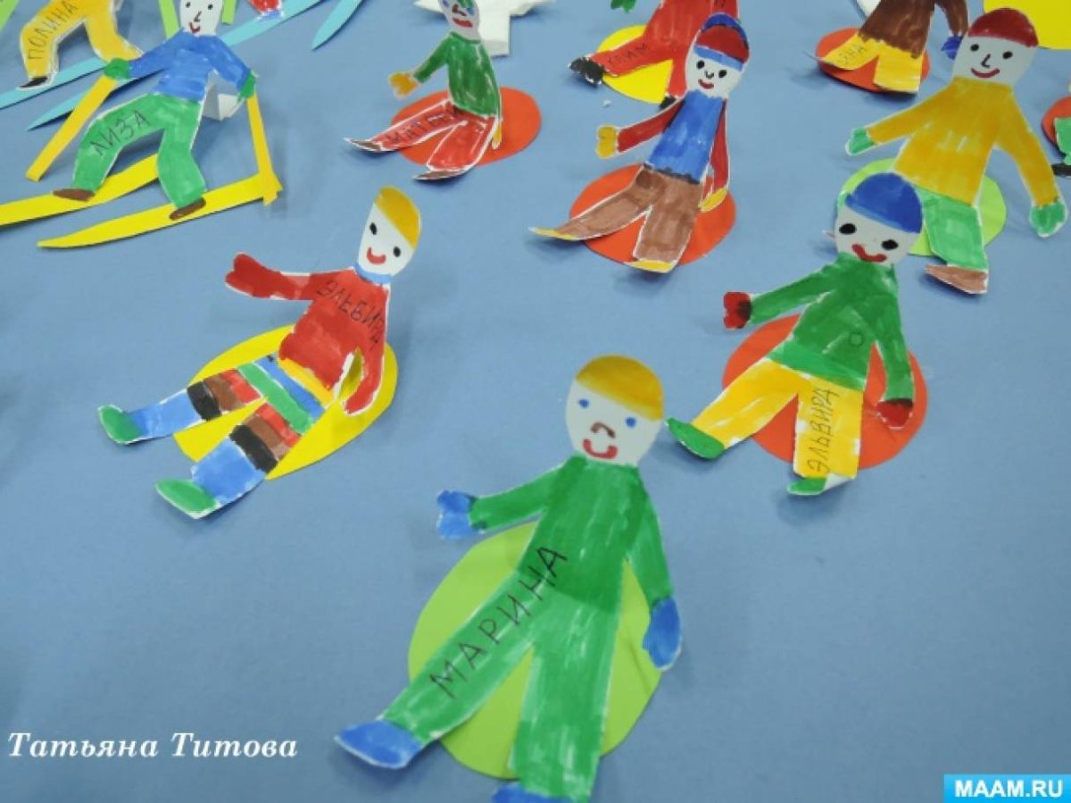Аппликация зимние забавы подготовительная группа